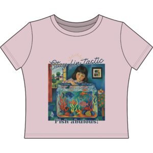 Stay Fin-tastic Cropped baby Tee- Aquarium Art Fish Graphic Shirt for Women