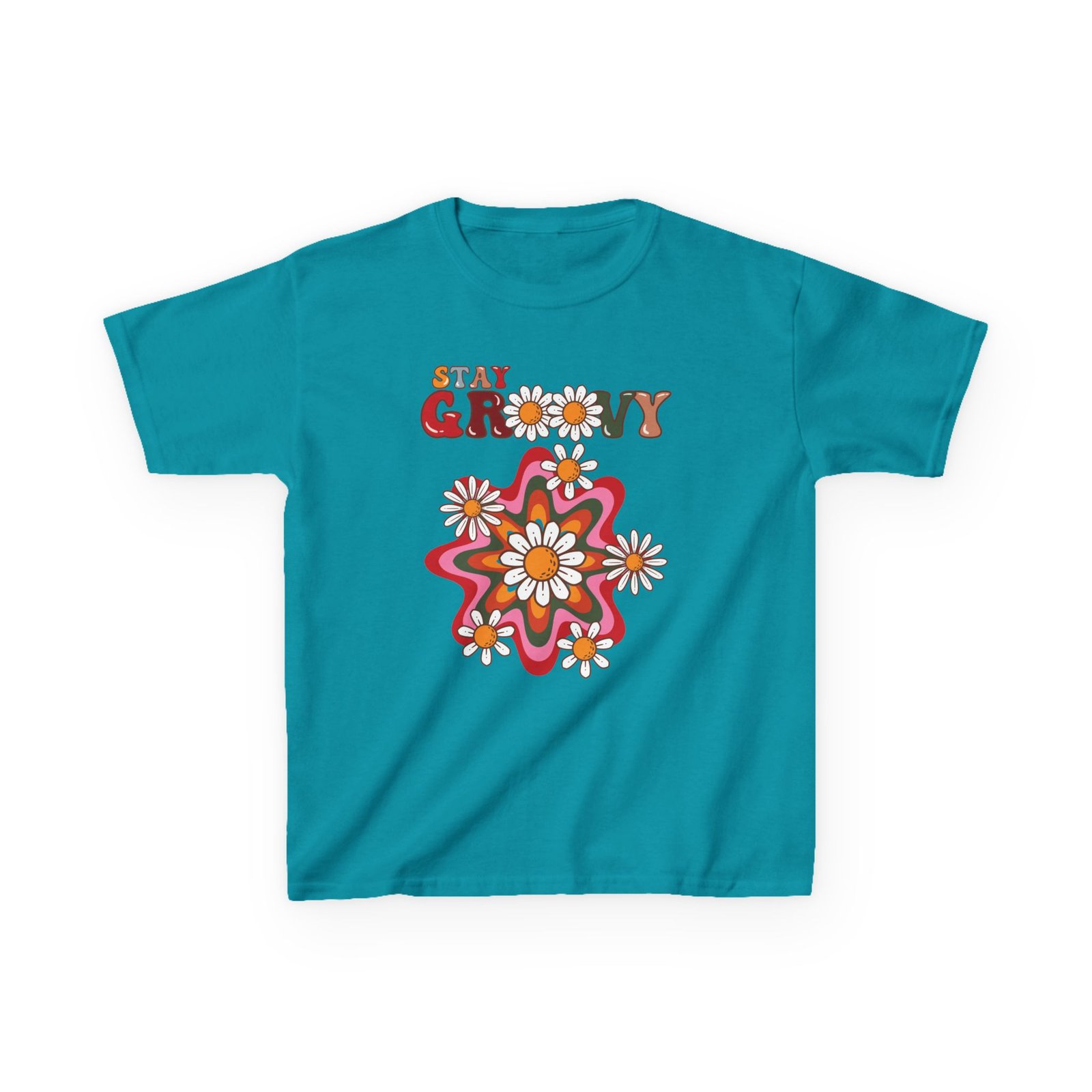 Kids T-Shirt — "Stay Groovy" Retro Flower Graphic - Image 25