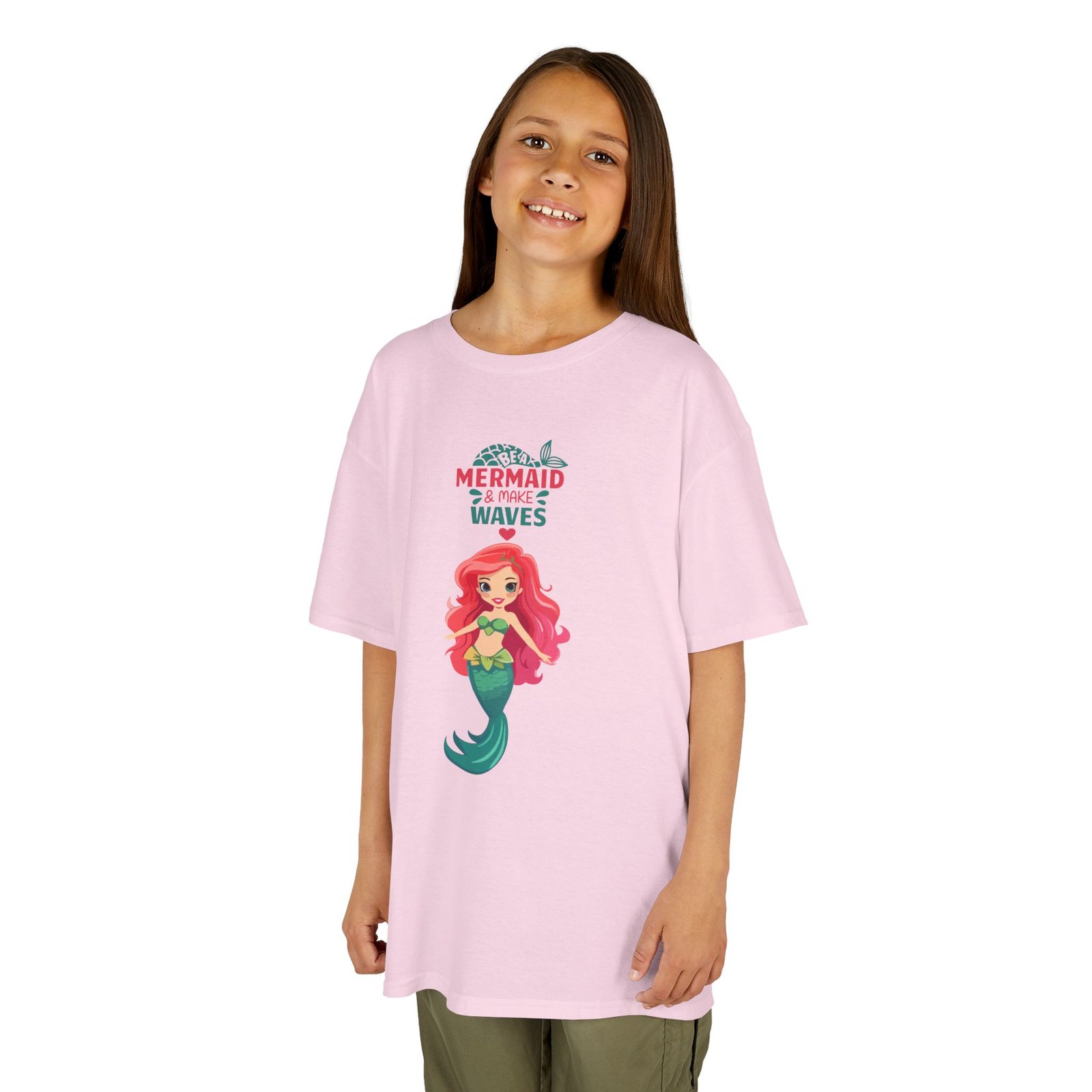 Kids Mermaid Tee - "Be a Mermaid & make waves" Cute Red-Haired Mermaid Shirt for Girls - Image 20