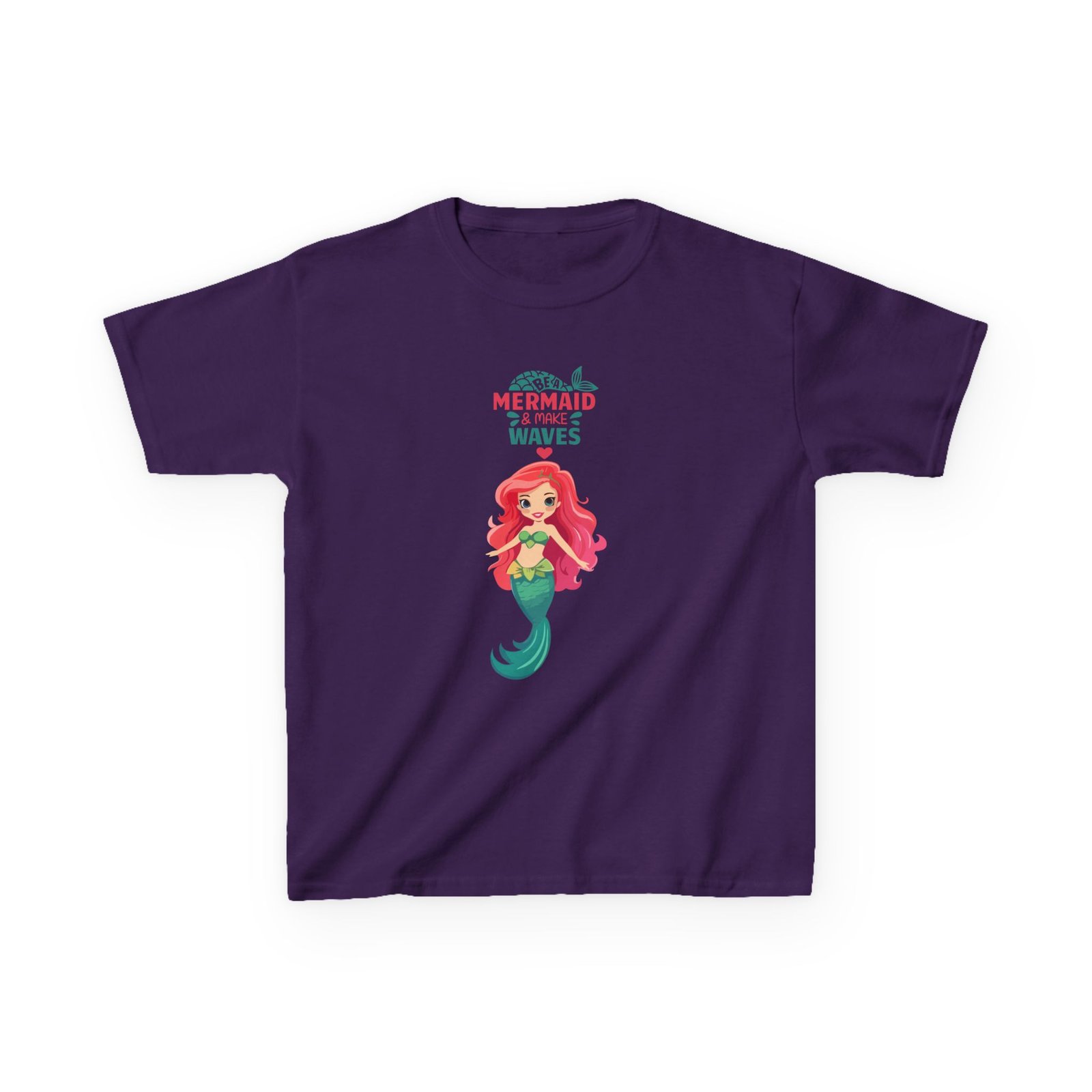 Kids Mermaid Tee - "Be a Mermaid & make waves" Cute Red-Haired Mermaid Shirt for Girls - Image 16