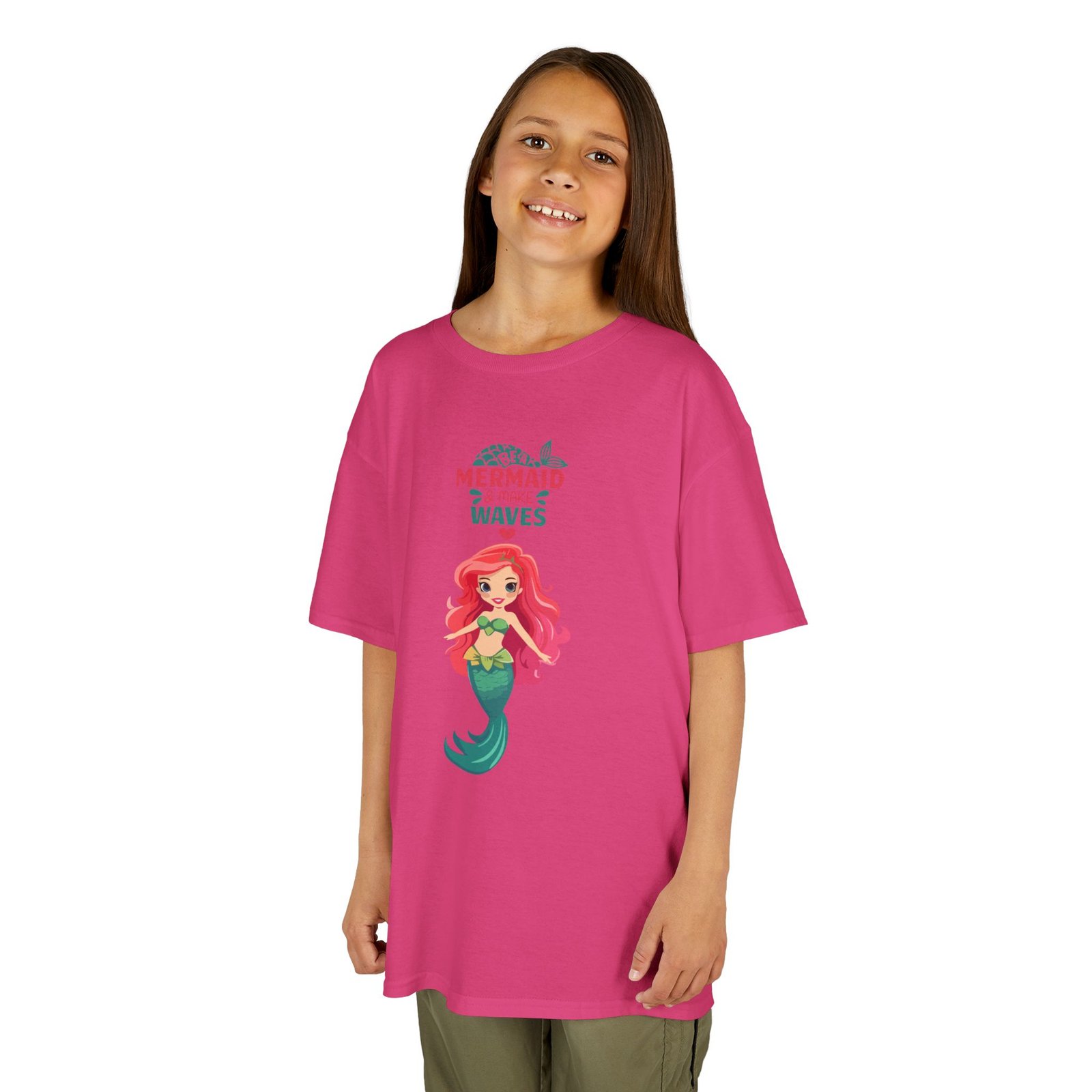 Kids Mermaid Tee - "Be a Mermaid & make waves" Cute Red-Haired Mermaid Shirt for Girls - Image 23
