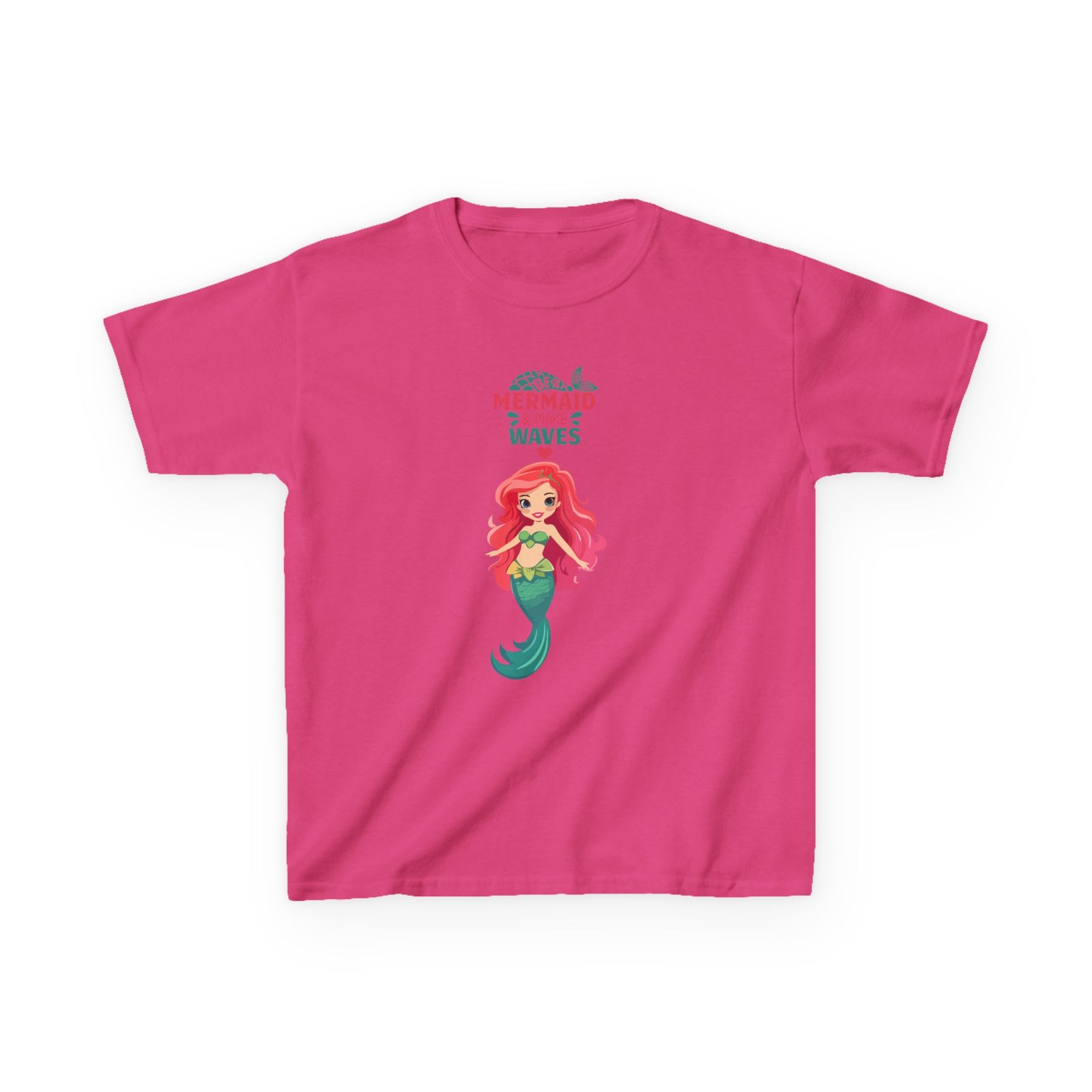 Kids Mermaid Tee - "Be a Mermaid & make waves" Cute Red-Haired Mermaid Shirt for Girls - Image 22