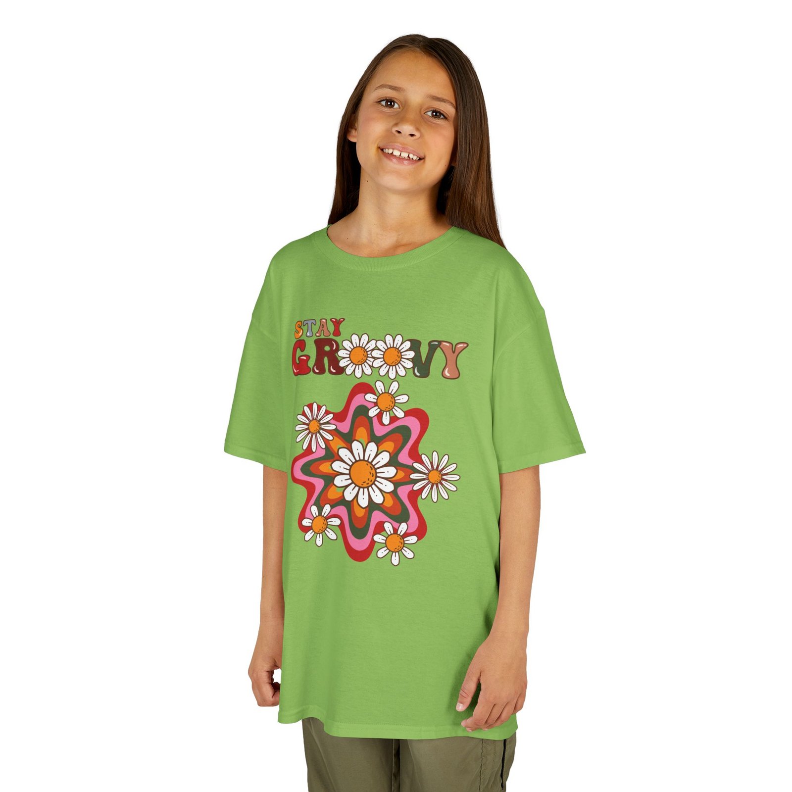 Kids T-Shirt — "Stay Groovy" Retro Flower Graphic - Image 23
