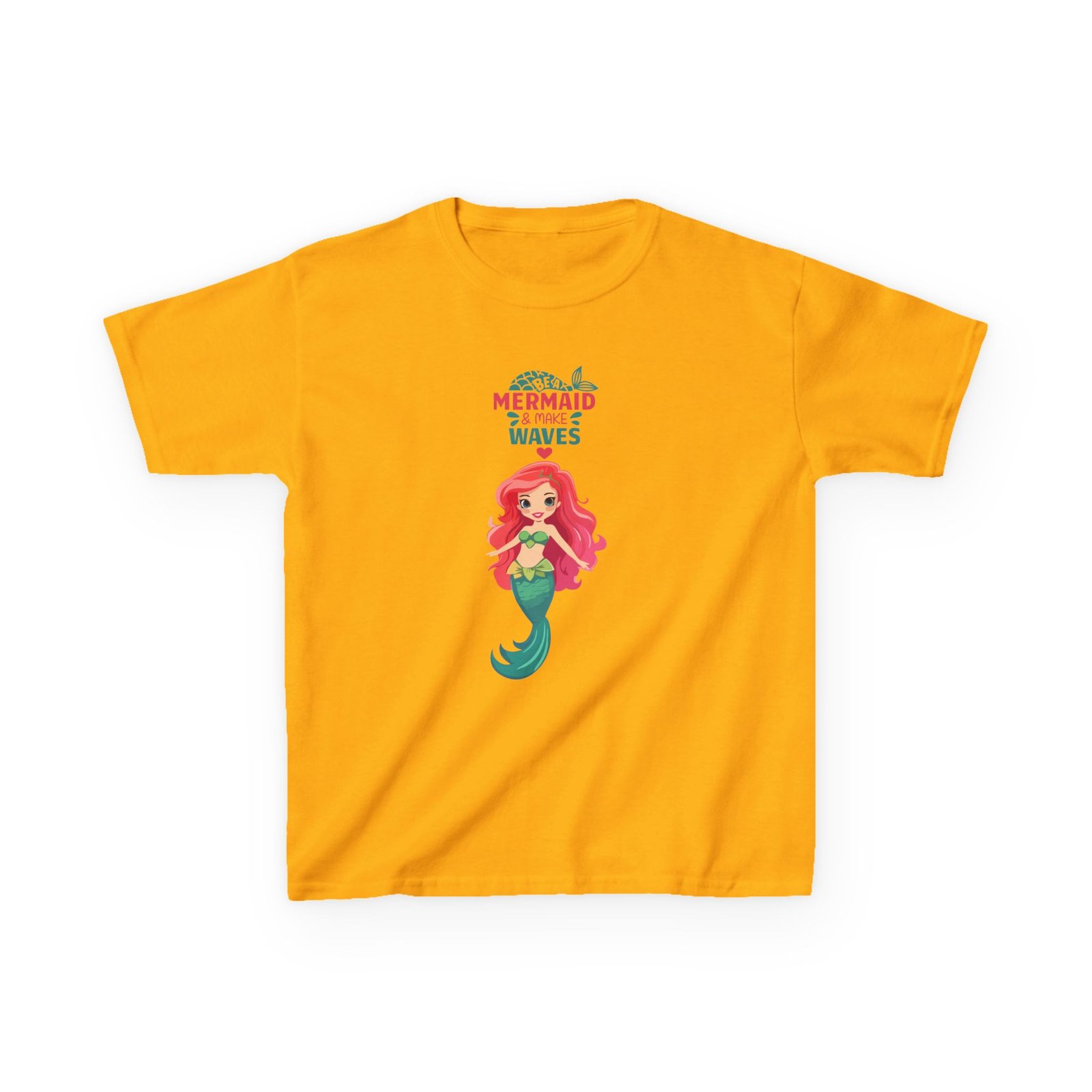Kids Mermaid Tee - "Be a Mermaid & make waves" Cute Red-Haired Mermaid Shirt for Girls - Image 10
