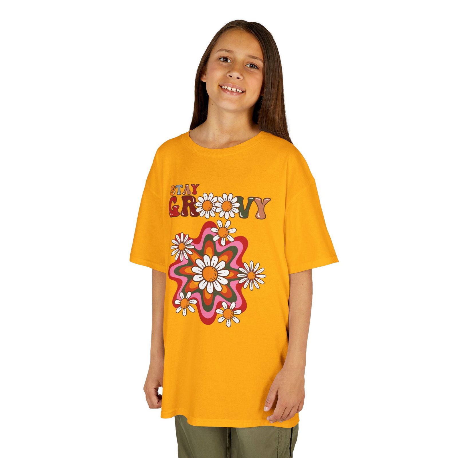Kids T-Shirt — "Stay Groovy" Retro Flower Graphic - Image 17