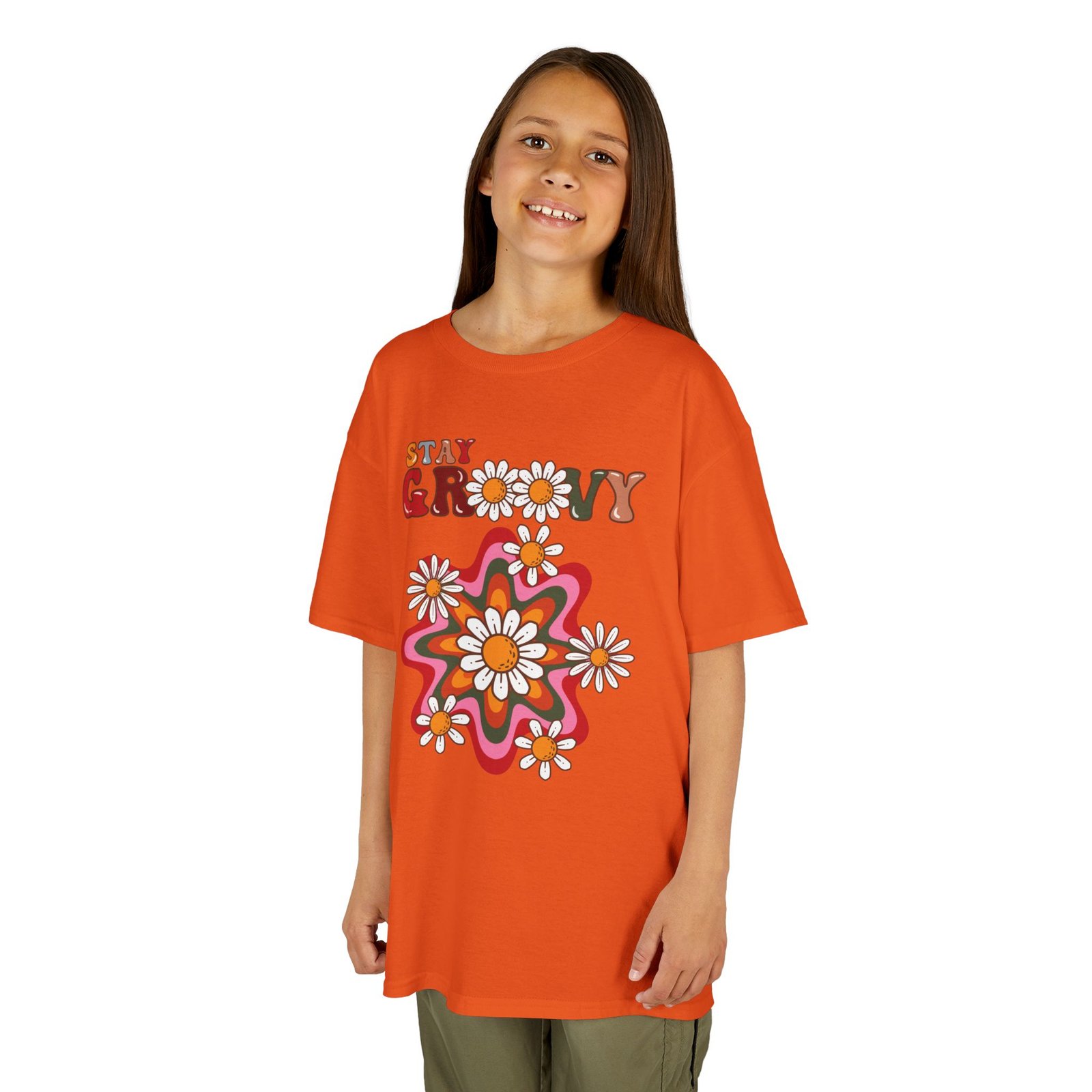 Kids T-Shirt — "Stay Groovy" Retro Flower Graphic - Image 20
