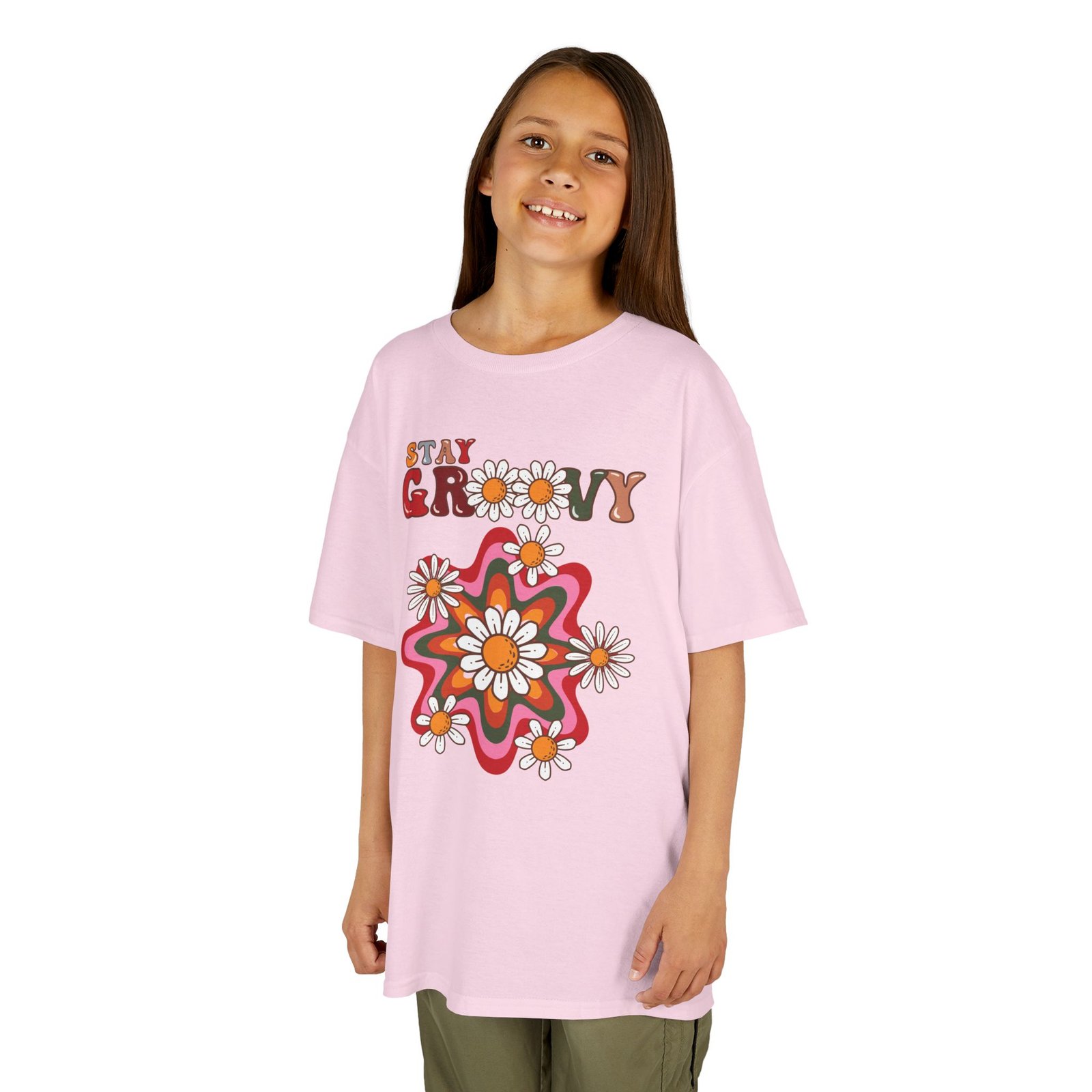 Kids T-Shirt — "Stay Groovy" Retro Flower Graphic - Image 32