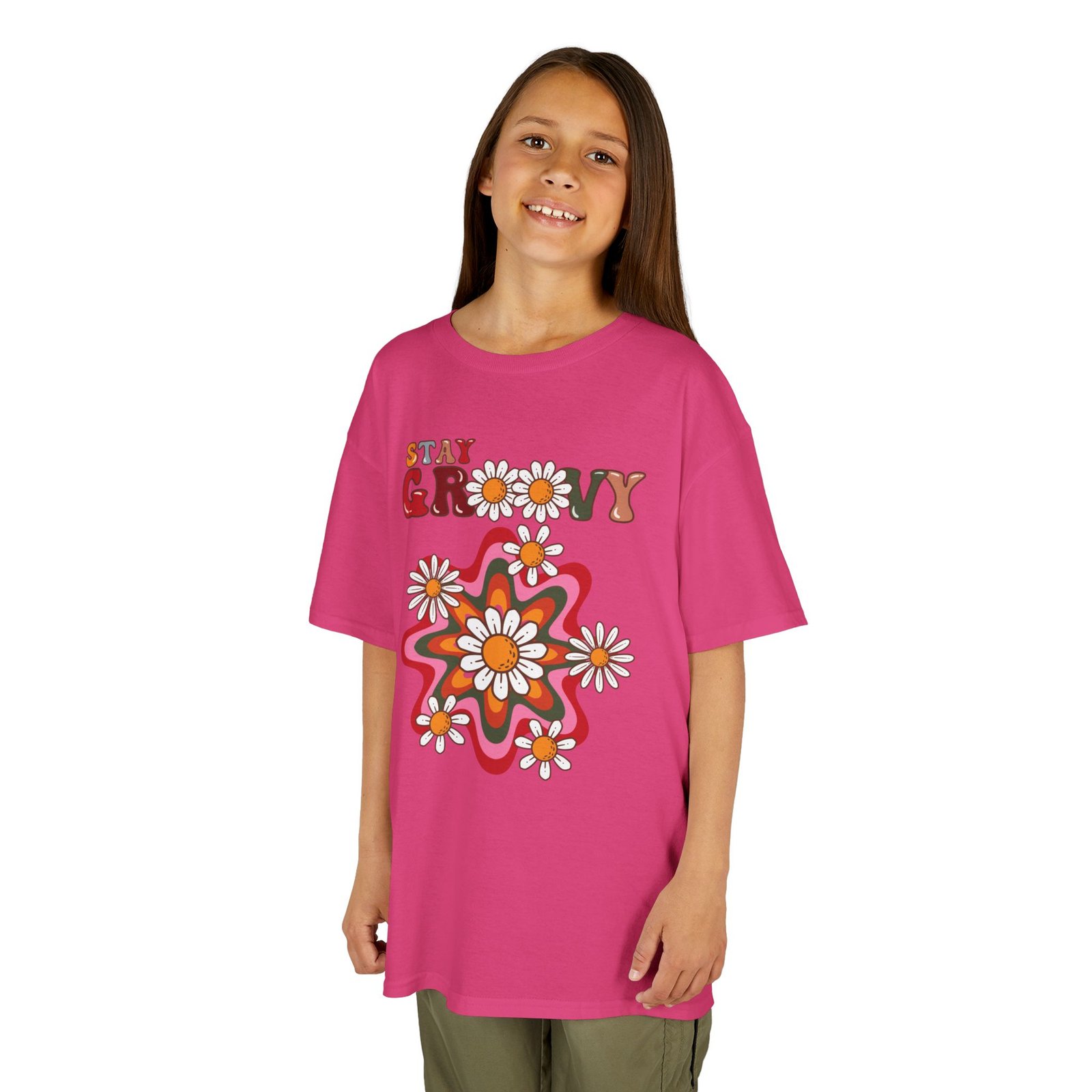 Kids T-Shirt — "Stay Groovy" Retro Flower Graphic - Image 35