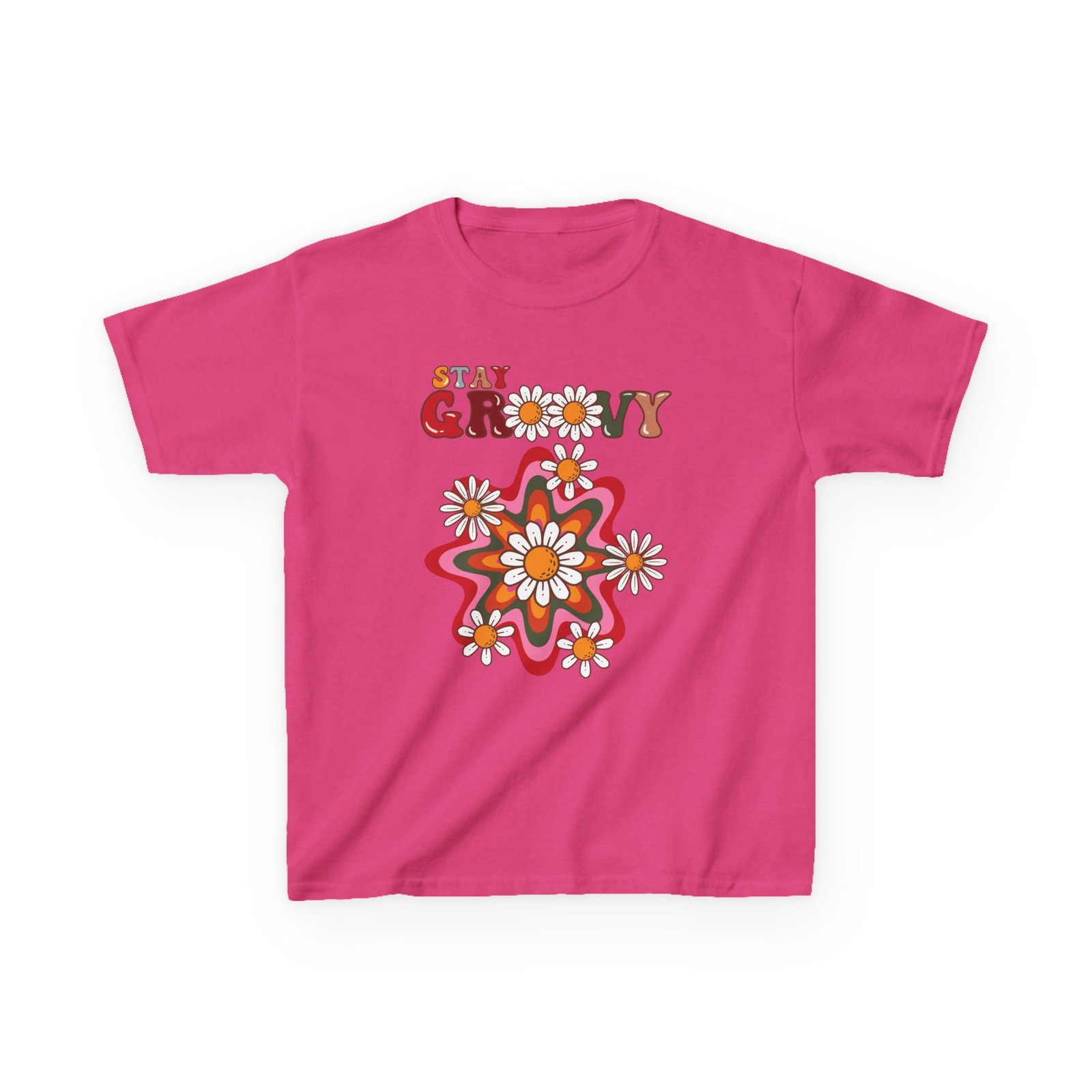 Kids T-Shirt — "Stay Groovy" Retro Flower Graphic - Image 34