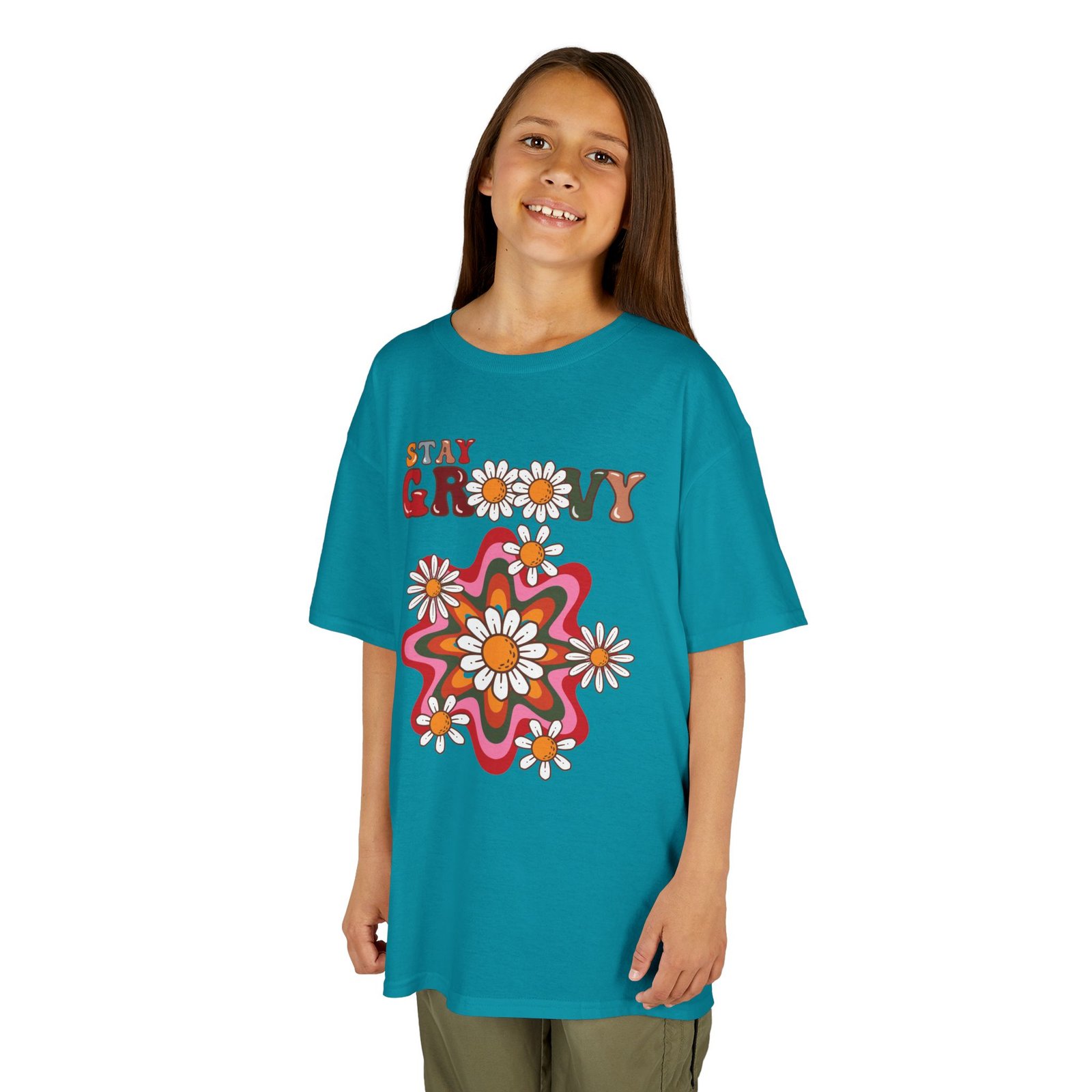 Kids T-Shirt — "Stay Groovy" Retro Flower Graphic - Image 26